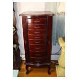 Mahogany colored floor standing jewelry armoire