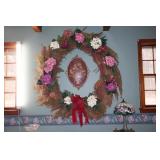 Large wreath with dried & faux flowers