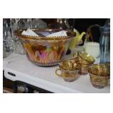 Indiana marigold iridescent glass Harvest grape