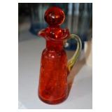 Amberina crackle glass cruet