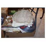Box lot of linens - placemats, doilies, table