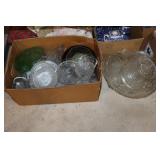 Box lot of glassware - punch bowl set, vases,