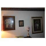 Lot of 3 floral pictures one is Chinese with