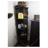 Pine corner shelving unit 13 X 13 X 60 (contents