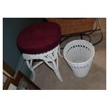 Wicker stool and waste basket