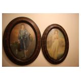 Convex glass & oval faux tiger style wood frame