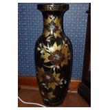 Floral decorated floor vase 23 1/2 tall