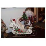 Old World Santa figurine and Santa in sleigh
