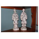 Chinese Emperor and Empress ceramic statues 15"H