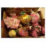 Lot of hand-made beaded satin ornaments