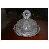 Hofbauer etched Byrdes collection crystal butter