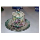 Lefton jam/jelly jar with under plate (under