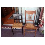 Caned bottom chair & rush bottom chair