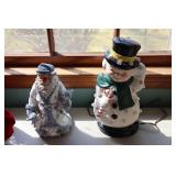 Lot - Snowman light and Encore snow buddies Santa
