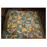 Patchwork quilt 67 X 76 (some tears and staining)