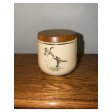 Deco goose decorated tobacco jar
