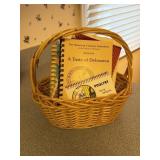 Woven basket containing cookbooks - (some