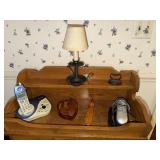 Lot - 2 Table lamps, wooden heart shaped box with