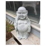 Laughing Buddha statue - aluminum