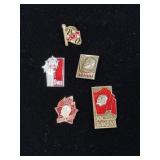4 Soviet Union pin badges and a Maryland flag pin