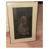 Brass rubbing of the Madonna and Child