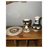 Navajo Native American pottery vase, chalice and