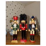 3 Wooden nutcrackers (foot needs to be re-glued
