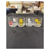 4 Traffic sign whiskey glasses by Anchor Hocking