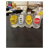 4 Traffic sign water/tea glasses by Anchor