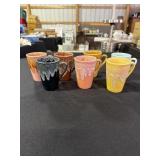 7 Drip glazed cups marked on the bottom with a