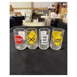 4 Traffic sign water/tea glasses by Anchor