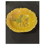 Yellow ceramic pasta serving bowl marked