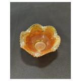 Marigold  carnival glass candy dish