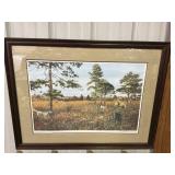 Framed upland game hunting print by Peter Corbin