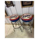 2 Miller Lite bar stools 29 inches tall