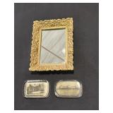 Floral decorated gilt frame mirror