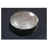 Decorative etched round trinket box gold washed