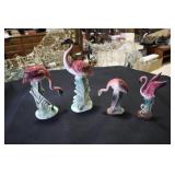 Lot - 4 ceramic Pink Flamingos
