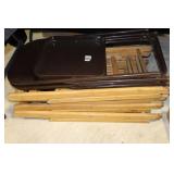 Lot - 4 wood folding chairs and 2 metal folding