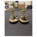 Pair of brass anchor bookends