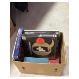 Box lot of old games - checker & chess set,