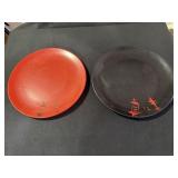 2 Large Ebonyte melamine platters one is signed