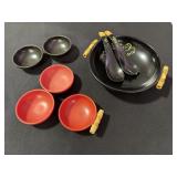 Kaye LaMoyne Ebonyte serving bowl with bamboo