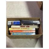 Box lot of old games - Monopoly, Careers, Ben