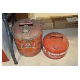 Lot - 2 metal gas cans