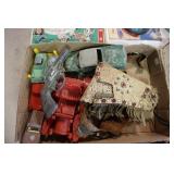 Flat lot - tin and plastic toy cars, trooper cap