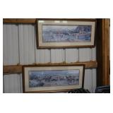 Pair framed fox hunting scene prints 36 1/2 X 16