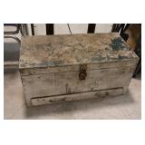 Wood tool box with contents (empty ammo boxes,