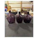 3 Amethyst flasks/bottles including Clevenger Bros