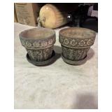 2 Stoneware pottery planters